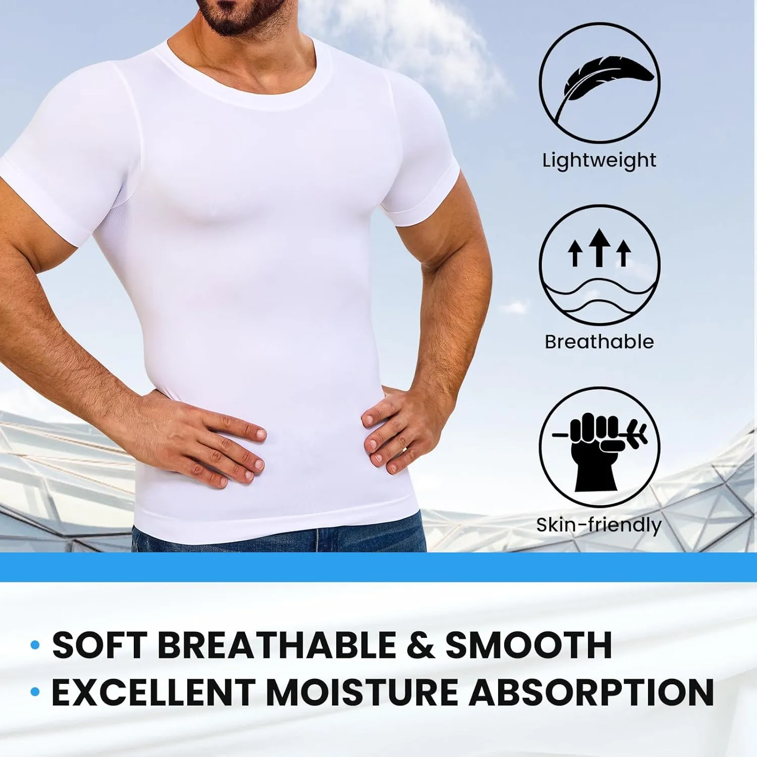 Mens Shapewear Body Shaper Slimming Mens Compression Shirt Tummy Control Undershirt Gynecomastia Abs Abdomen Tops