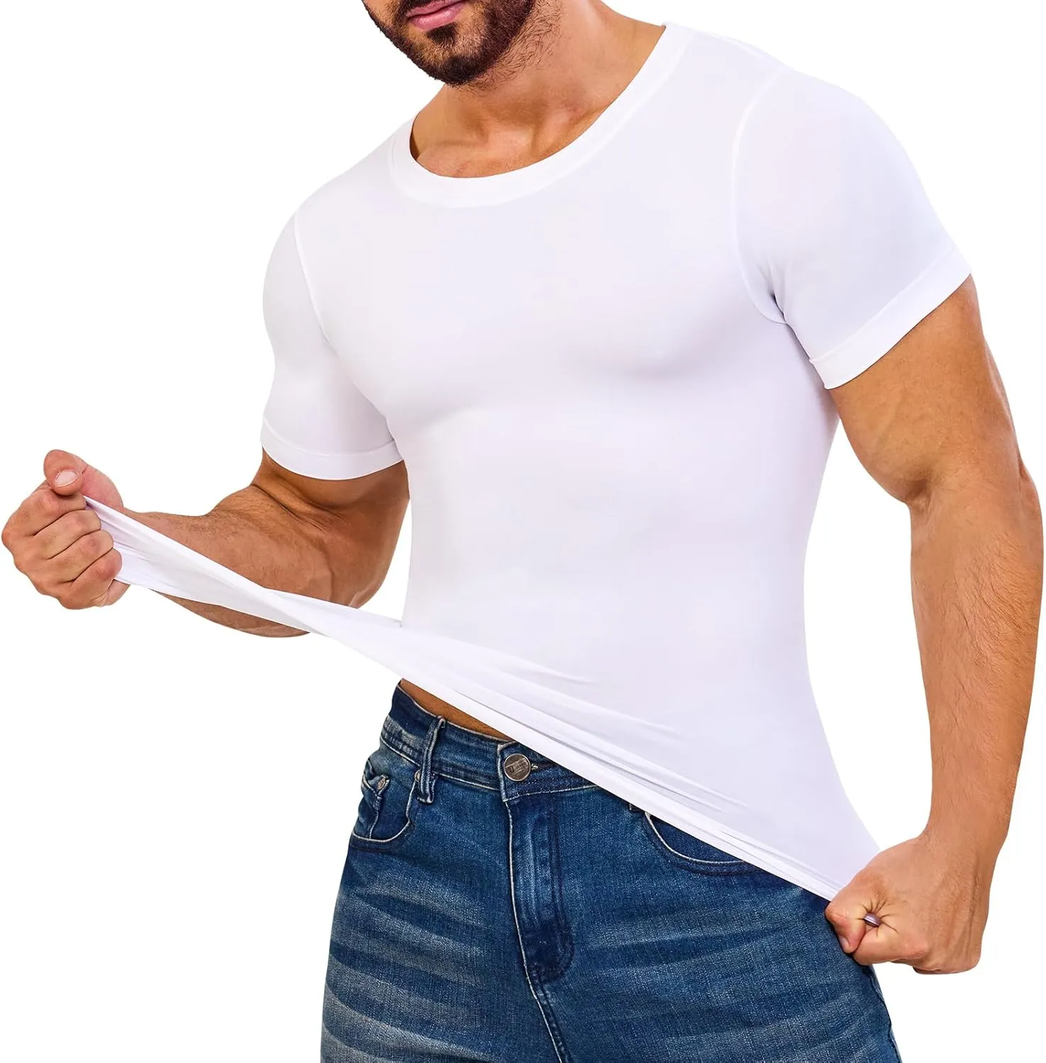 Mens Shapewear Body Shaper Slimming Mens Compression Shirt Tummy Control Undershirt Gynecomastia Abs Abdomen Tops