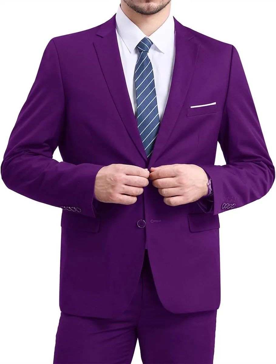 Mens Slim Fit Blazer Jacket Two-Button Notched Lapel Casual Suit Jacket