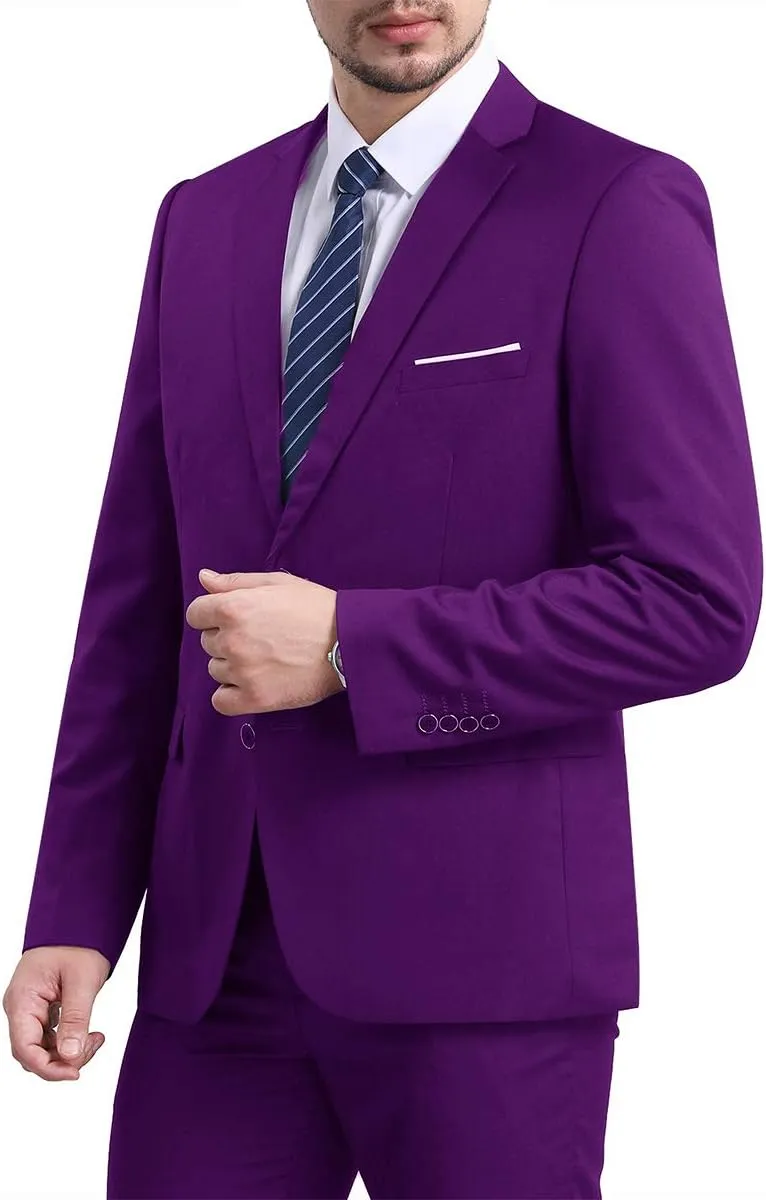 Mens Slim Fit Blazer Jacket Two-Button Notched Lapel Casual Suit Jacket