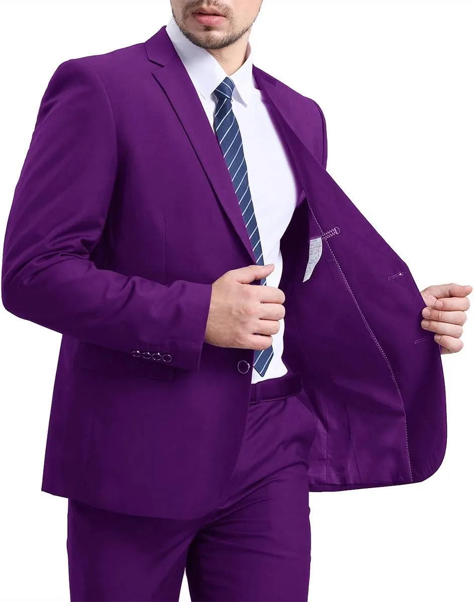 Mens Slim Fit Blazer Jacket Two-Button Notched Lapel Casual Suit Jacket
