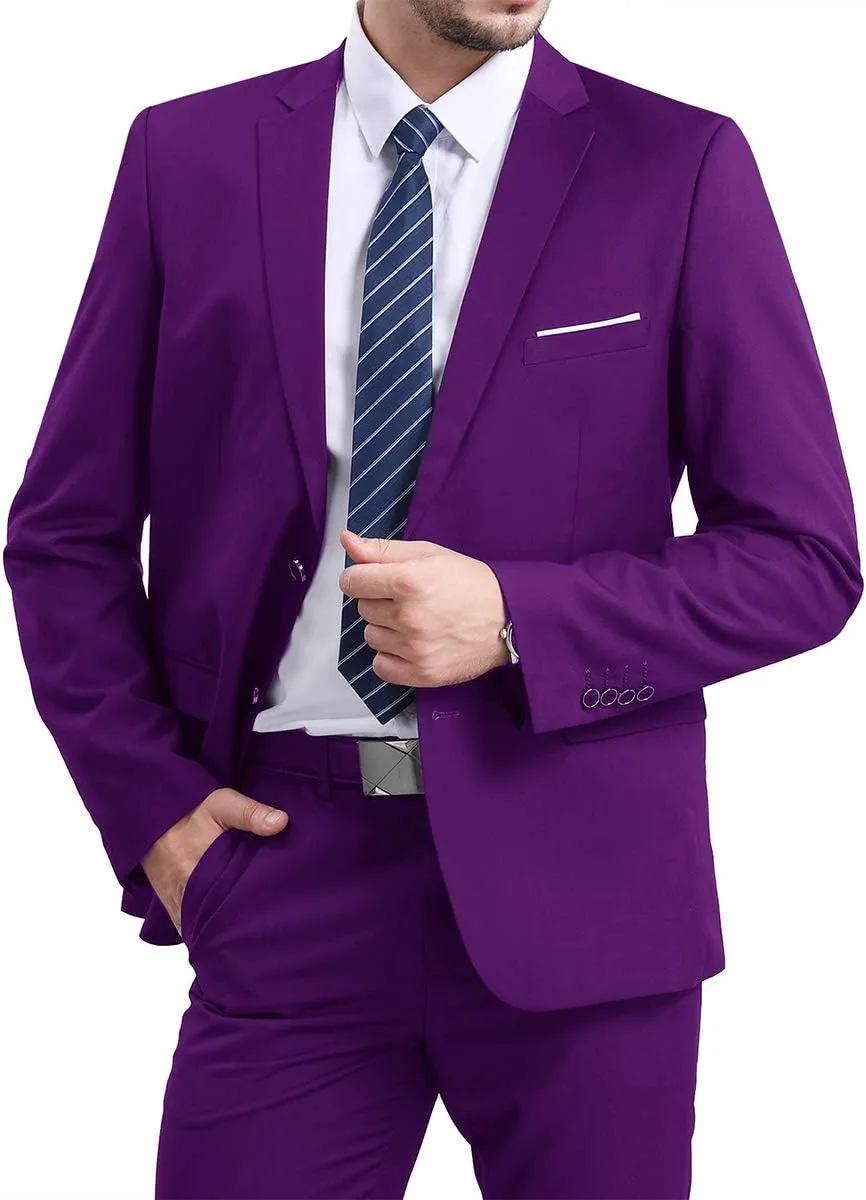 Mens Slim Fit Blazer Jacket Two-Button Notched Lapel Casual Suit Jacket