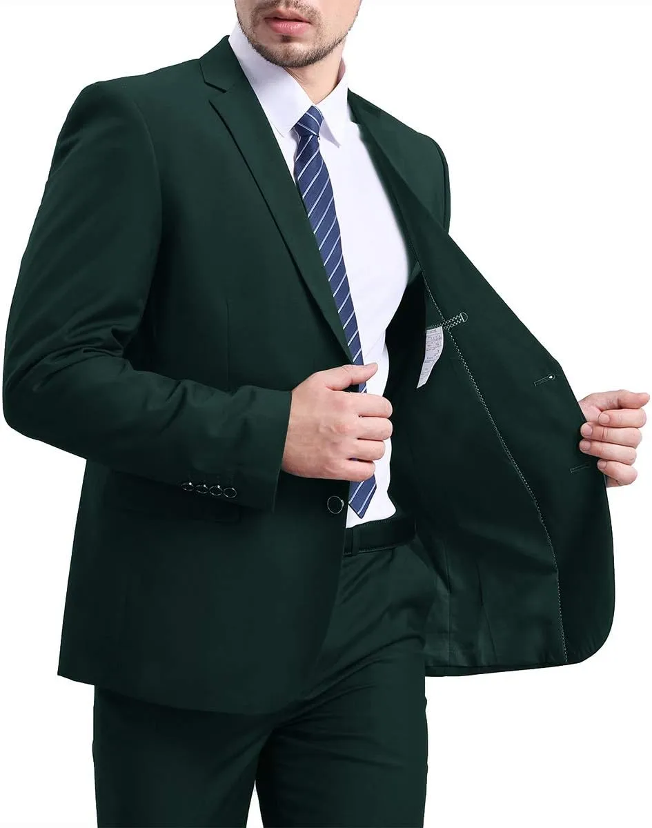 Mens Slim Fit Blazer Jacket Two-Button Notched Lapel Casual Suit Jacket
