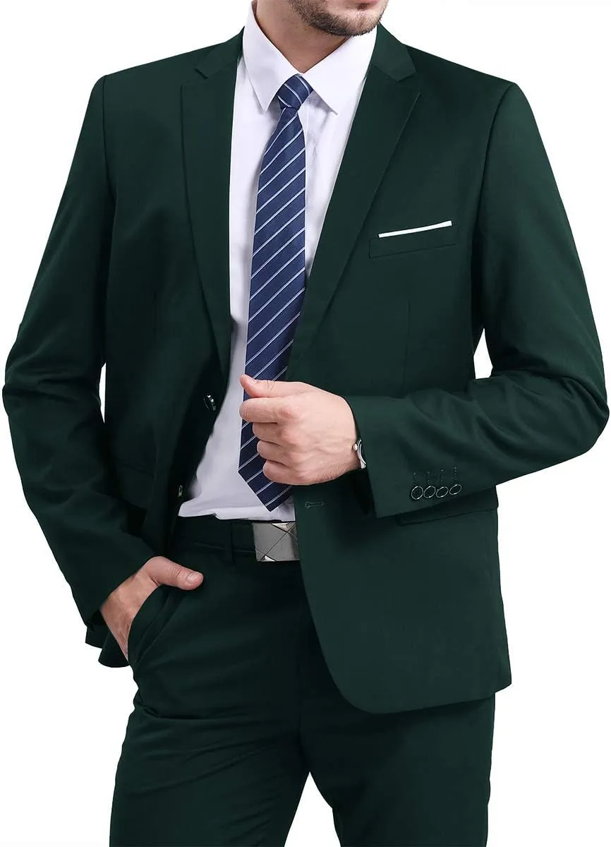 Mens Slim Fit Blazer Jacket Two-Button Notched Lapel Casual Suit Jacket
