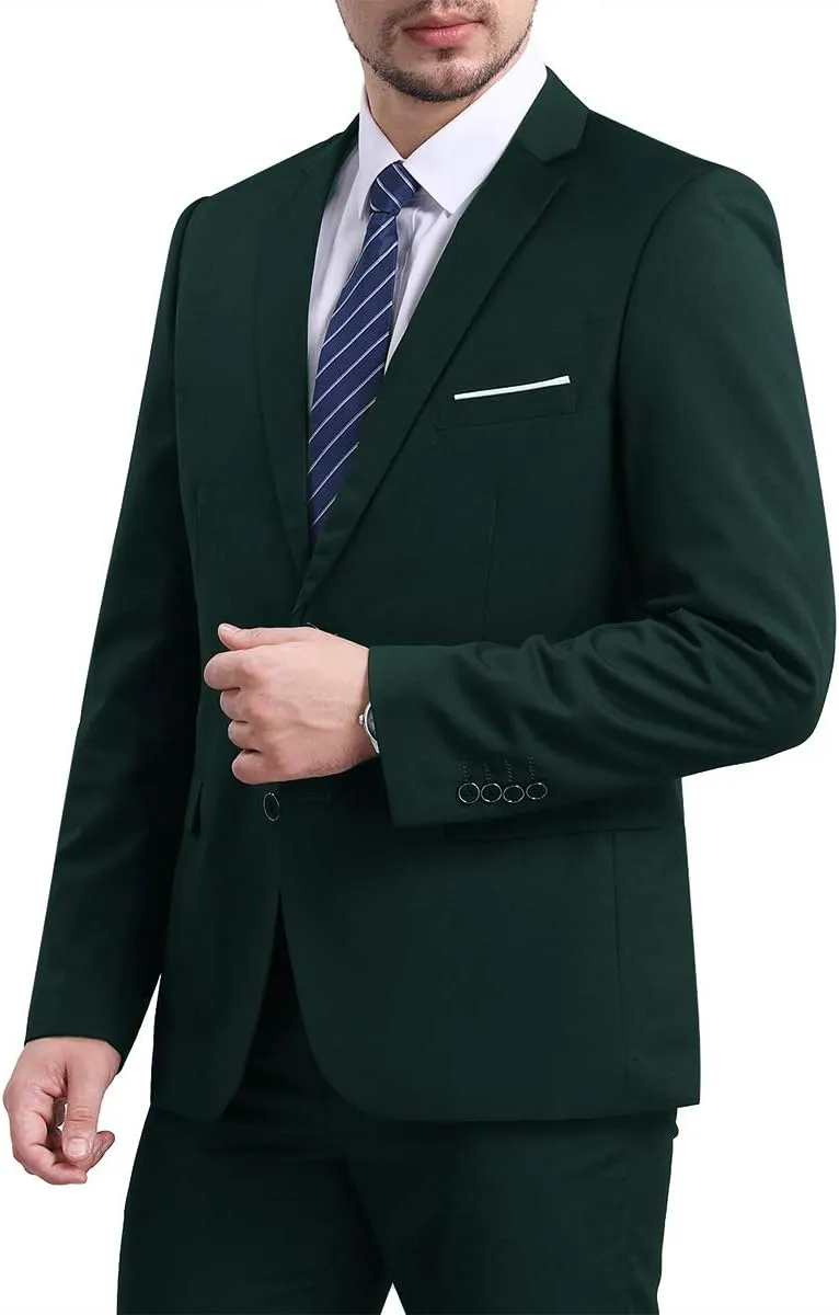 Mens Slim Fit Blazer Jacket Two-Button Notched Lapel Casual Suit Jacket