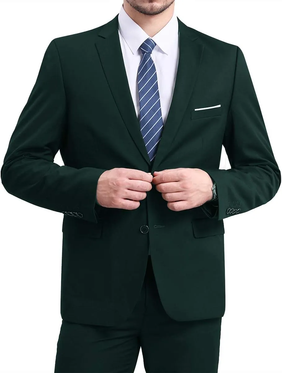 Mens Slim Fit Blazer Jacket Two-Button Notched Lapel Casual Suit Jacket