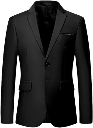 Mens Slim Fit Blazer Jacket Two-Button Notched Lapel Casual Suit Jacket