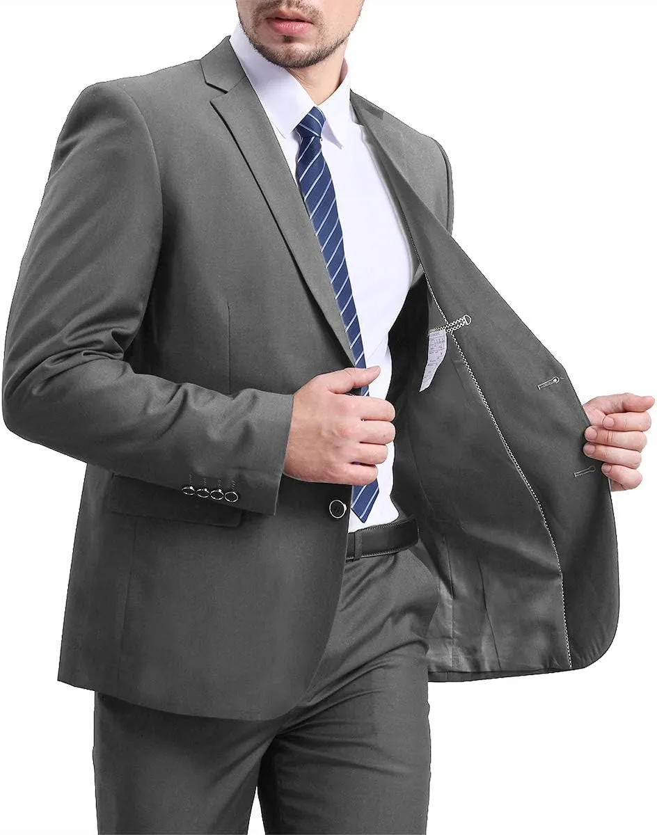 Mens Slim Fit Blazer Jacket Two-Button Notched Lapel Casual Suit Jacket