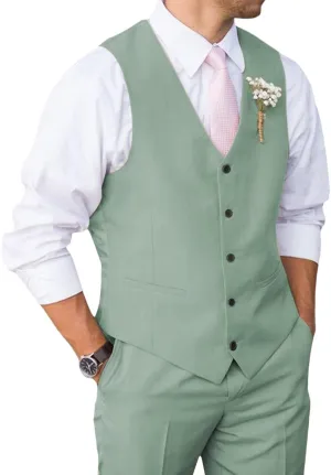 Mens Suit 2 Piece Slim Fit Suit for Men Vest Pants Suit Set for Wedding Groom Formal Business
