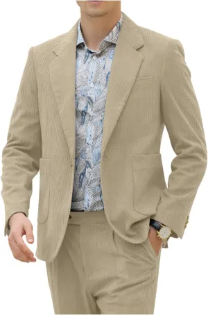 Men's Suits Corduroy 2 Piece Slim Fit One Botton Tuxedo Wedding Suit for Men Formal Blazer Suit for Prom Party