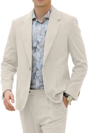 Men's Suits Corduroy 2 Piece Slim Fit One Botton Tuxedo Wedding Suit for Men Formal Blazer Suit for Prom Party