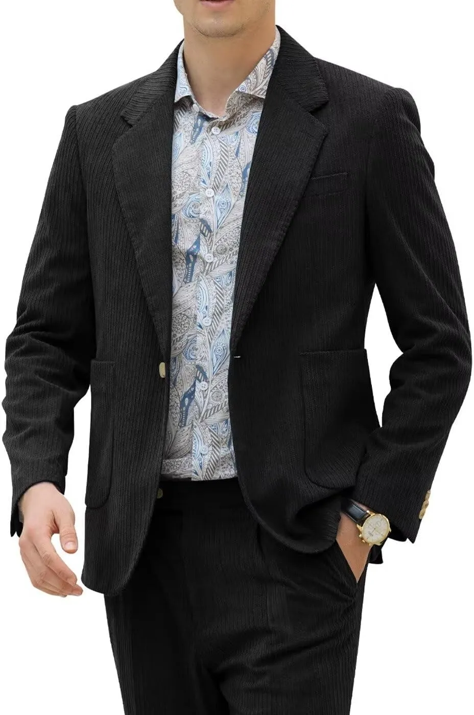 Men's Suits Corduroy 2 Piece Slim Fit One Botton Tuxedo Wedding Suit for Men Formal Blazer Suit for Prom Party