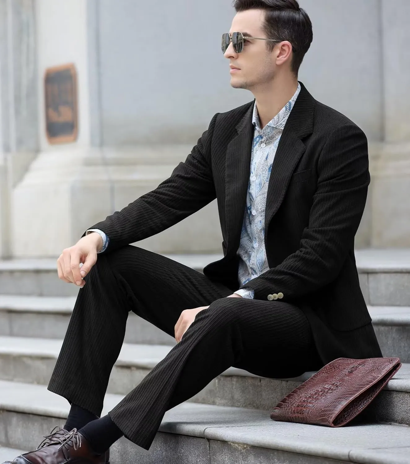 Men's Suits Corduroy 2 Piece Slim Fit One Botton Tuxedo Wedding Suit for Men Formal Blazer Suit for Prom Party