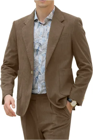 Men's Suits Corduroy 2 Piece Slim Fit One Botton Tuxedo Wedding Suit for Men Formal Blazer Suit for Prom Party