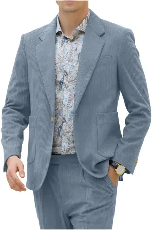 Men's Suits Corduroy 2 Piece Slim Fit One Botton Tuxedo Wedding Suit for Men Formal Blazer Suit for Prom Party