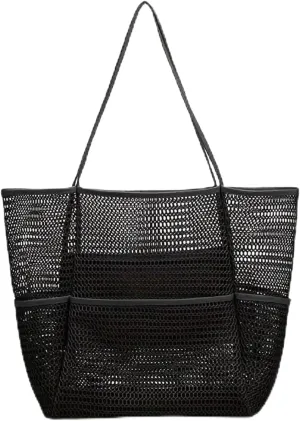 Mesh Beach Bag Foldable Lightweight Casual Tote Bag 23L Travel Shoulder Bag Gift for Pool Shopping Vacation Essentials