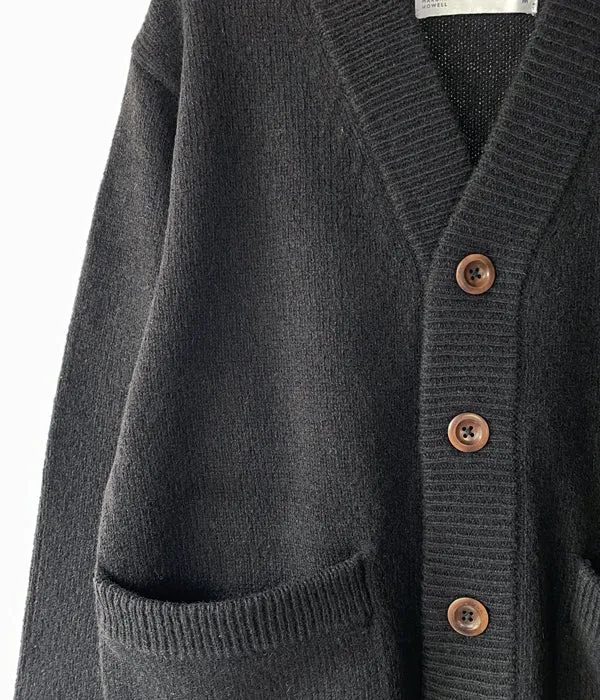 MHL./FINE SHETLAND CARDIGAN (BLACK)