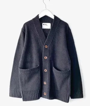 MHL./FINE SHETLAND CARDIGAN (BLACK)