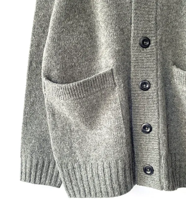 MHL./FINE SHETLAND CARDIGAN (SAGE)