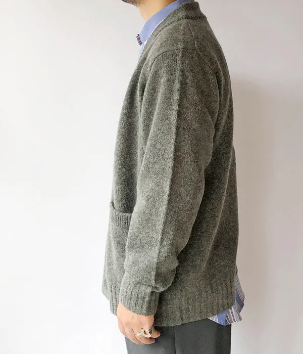 MHL./FINE SHETLAND CARDIGAN (SAGE)