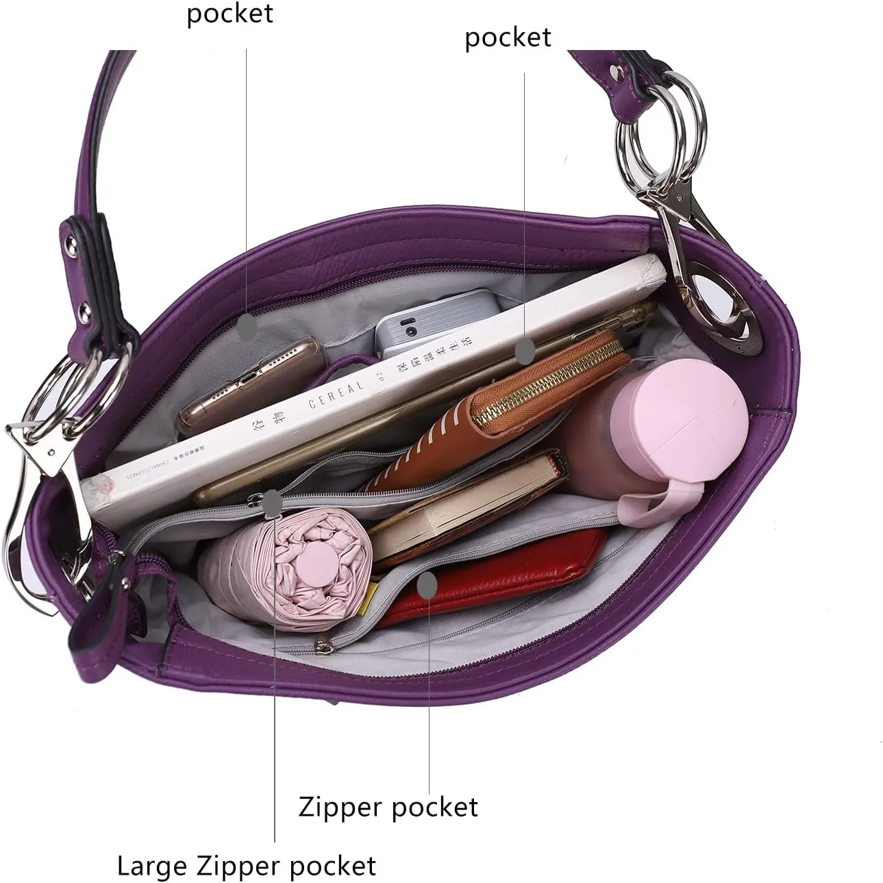 MKF Collection Hobo Purses for Women,Vegan Leather Handbag Slouchy Womens Shoulder bag  Fashion Top Handle Pocketbook