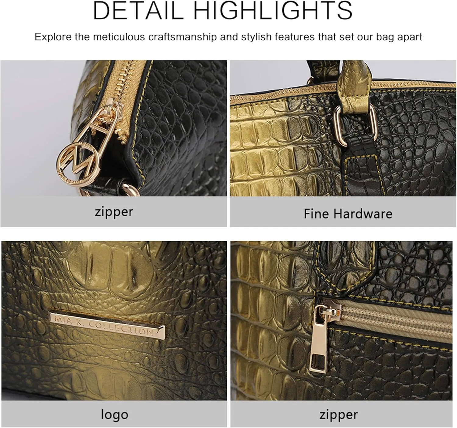 MKF Collection Tote Bag for Women & Wristlet Wallet Purse Set, Crocodile-Embossed Vegan Leather Top-Handle Handbag by Mia k