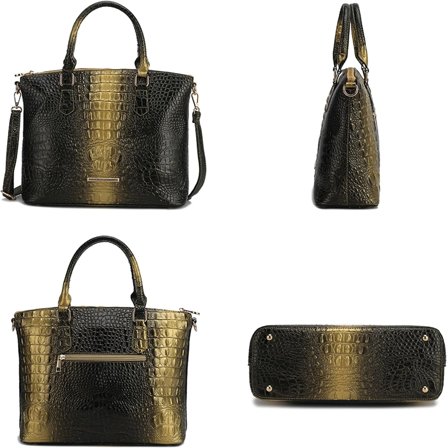 MKF Collection Tote Bag for Women & Wristlet Wallet Purse Set, Crocodile-Embossed Vegan Leather Top-Handle Handbag by Mia k