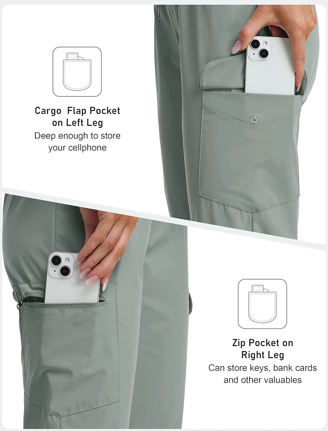 MoFiz Capri Pants for Women Lightweight Ice Cool Capris for Women Casual Summer Trip Loose Shorts with Zipper Pockets
