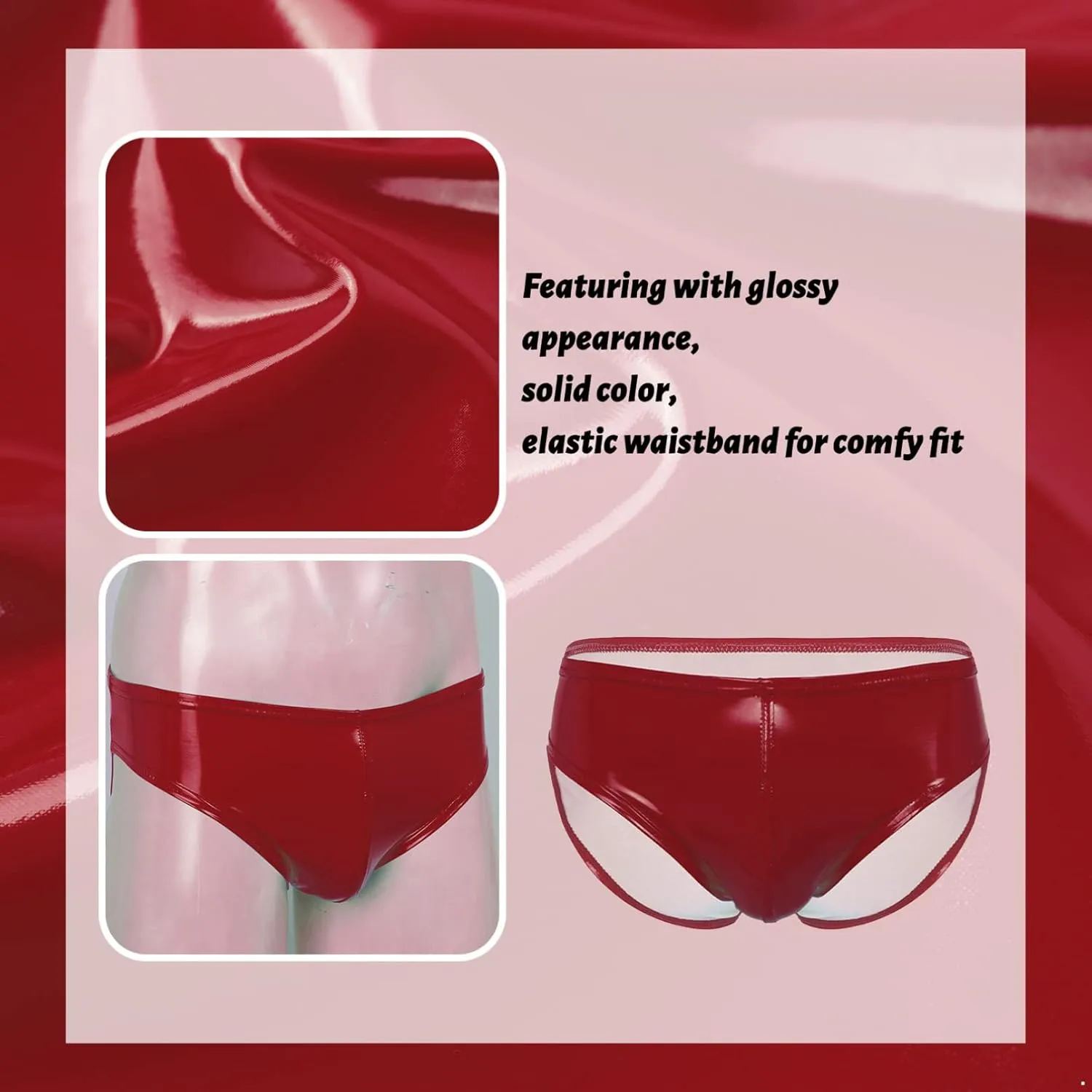 Moily Men Glossy Leather Panties Sissy Bulge Pouch G-String Thongs Bikini Briefs Latex Hot Pants Clubwear