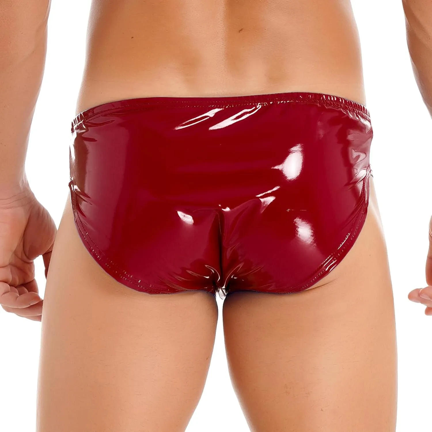 Moily Men Glossy Leather Panties Sissy Bulge Pouch G-String Thongs Bikini Briefs Latex Hot Pants Clubwear