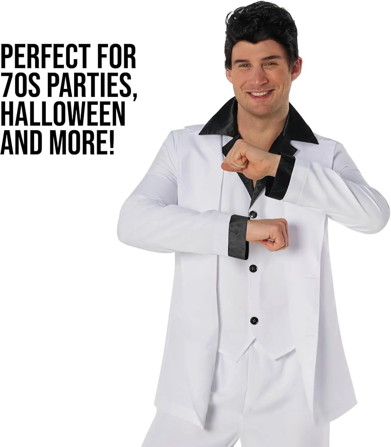 Morph Saturday Night Disco Costume Men 70s White Leisure Suit for Men 70s Fever Outfit Halloween Costumes For Adults