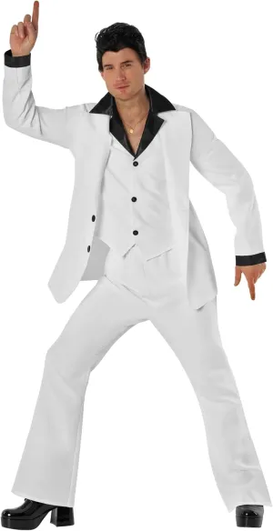 Morph Saturday Night Disco Costume Men 70s White Leisure Suit for Men 70s Fever Outfit Halloween Costumes For Adults