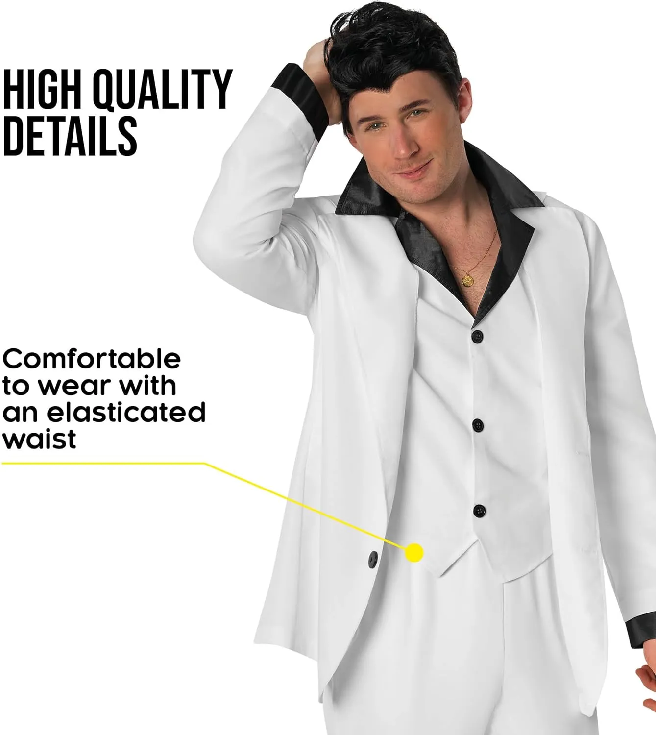 Morph Saturday Night Disco Costume Men 70s White Leisure Suit for Men 70s Fever Outfit Halloween Costumes For Adults