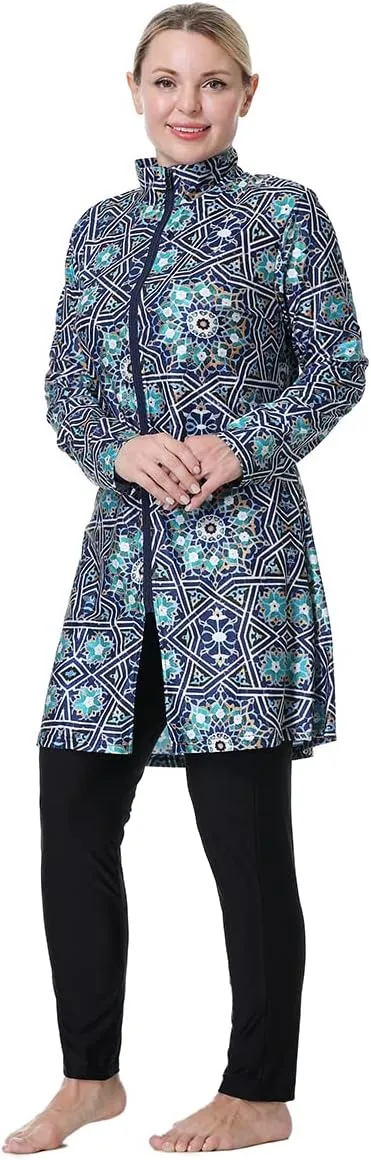 Muslim Swimsuit for Women Plus Size Burkini Modest Islamic Swimwear Full Cover Hijab Top Pants Fat Bathing Suit
