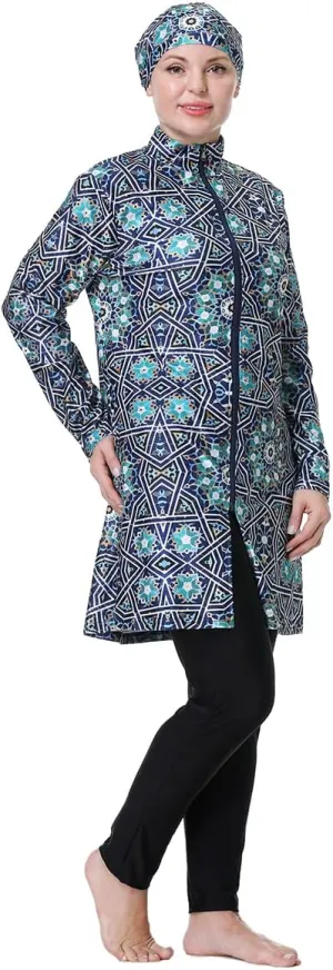 Muslim Swimsuit for Women Plus Size Burkini Modest Islamic Swimwear Full Cover Hijab Top Pants Fat Bathing Suit