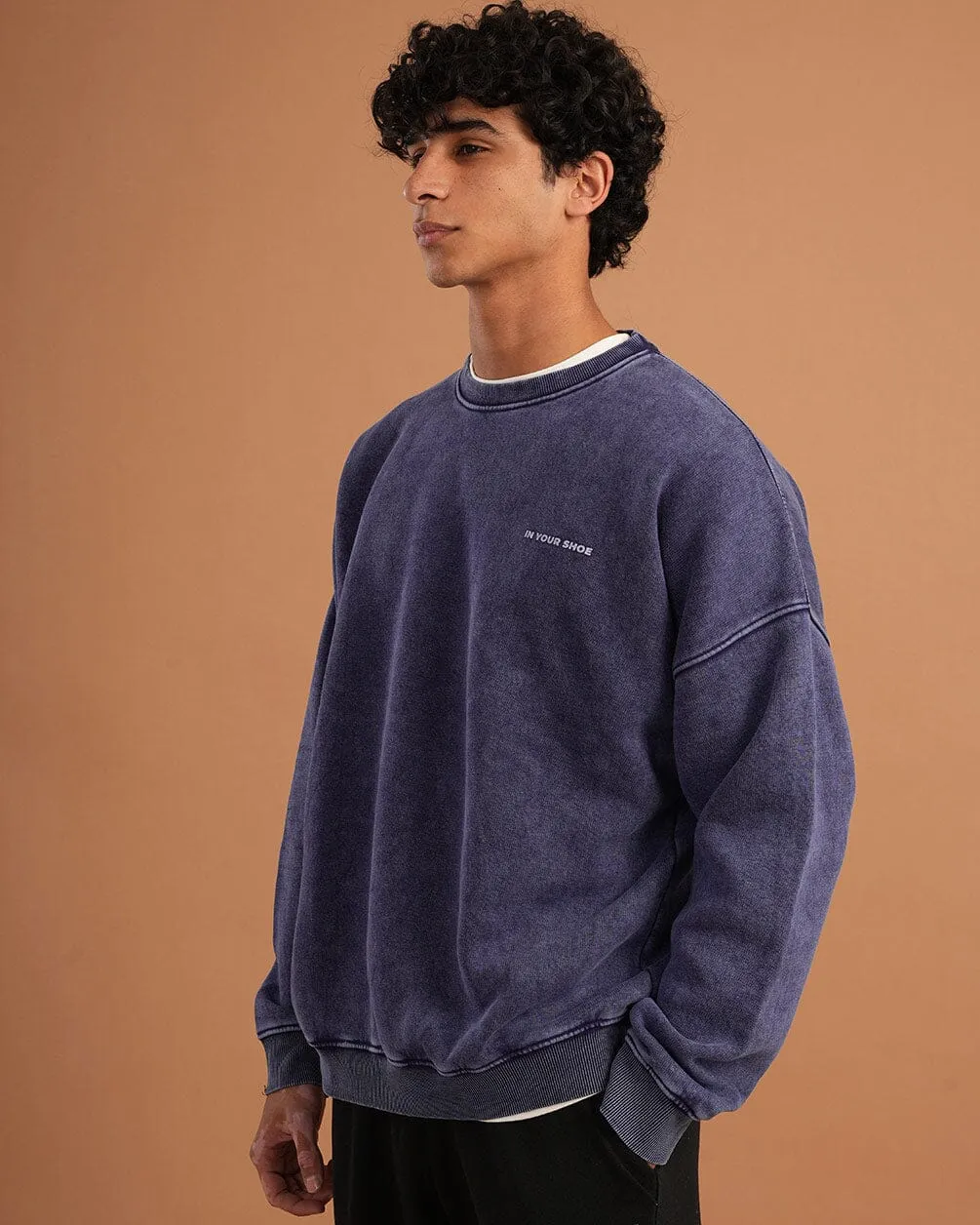 Navy Blue Washed Crewneck