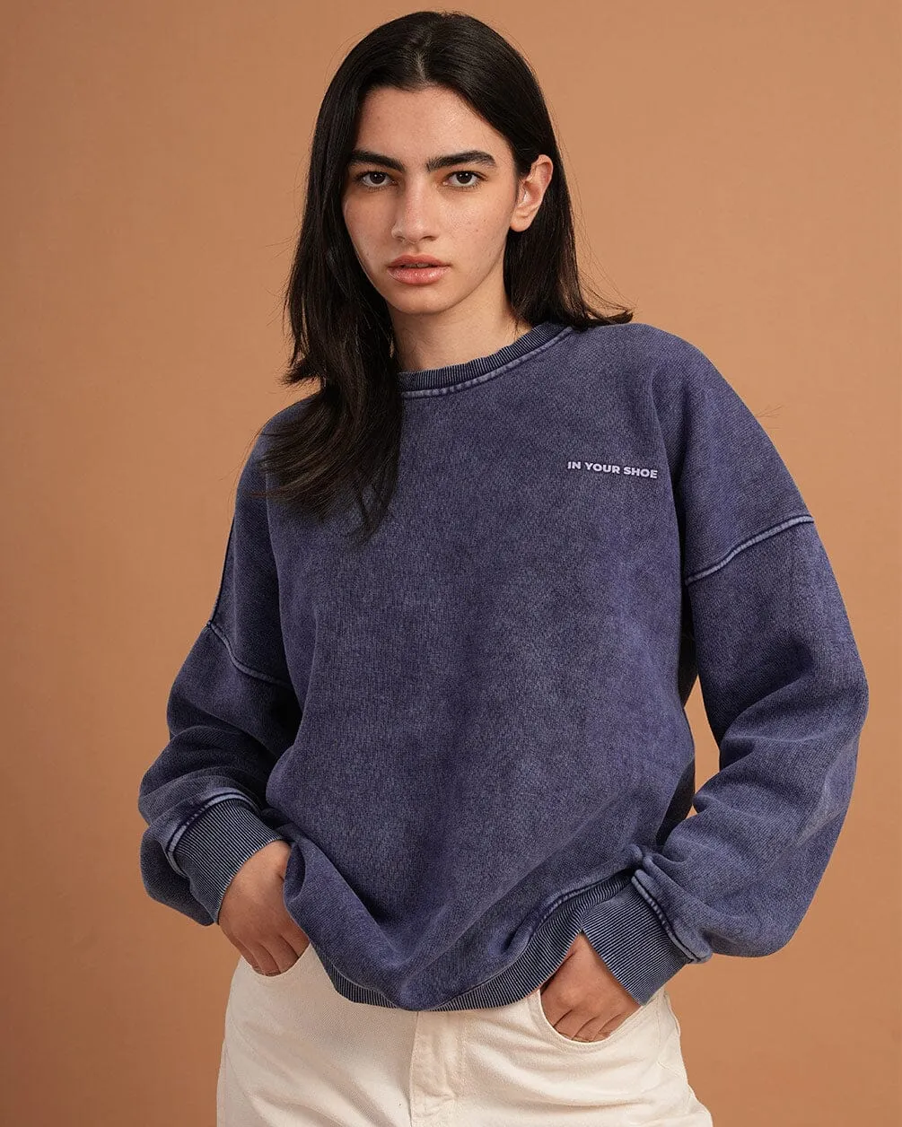 Navy Blue Washed Crewneck