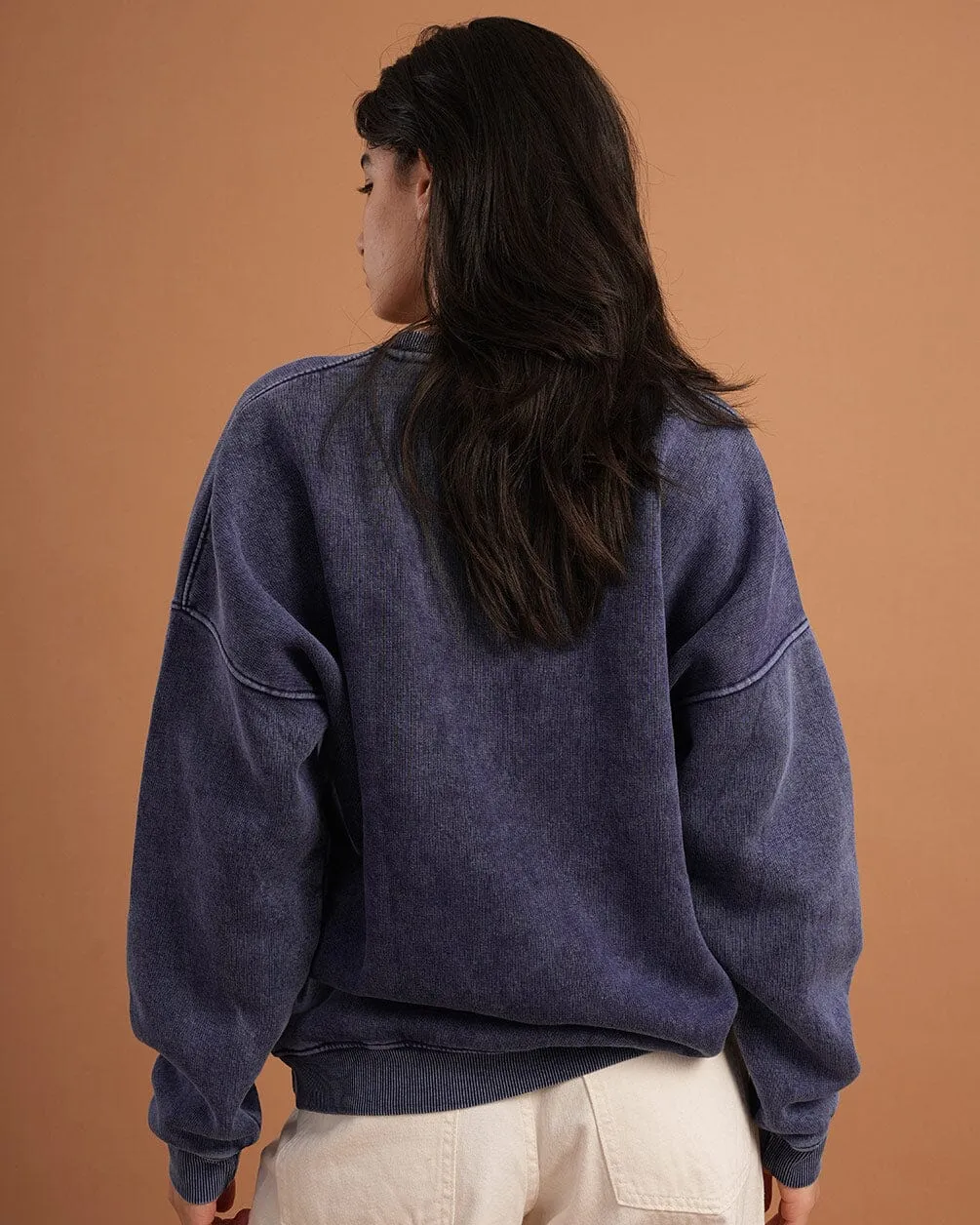 Navy Blue Washed Crewneck