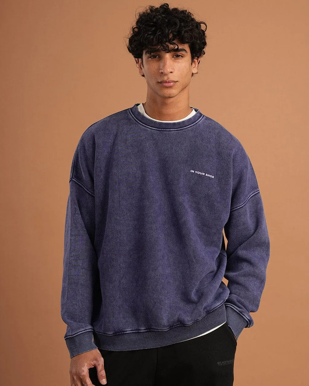Navy Blue Washed Crewneck