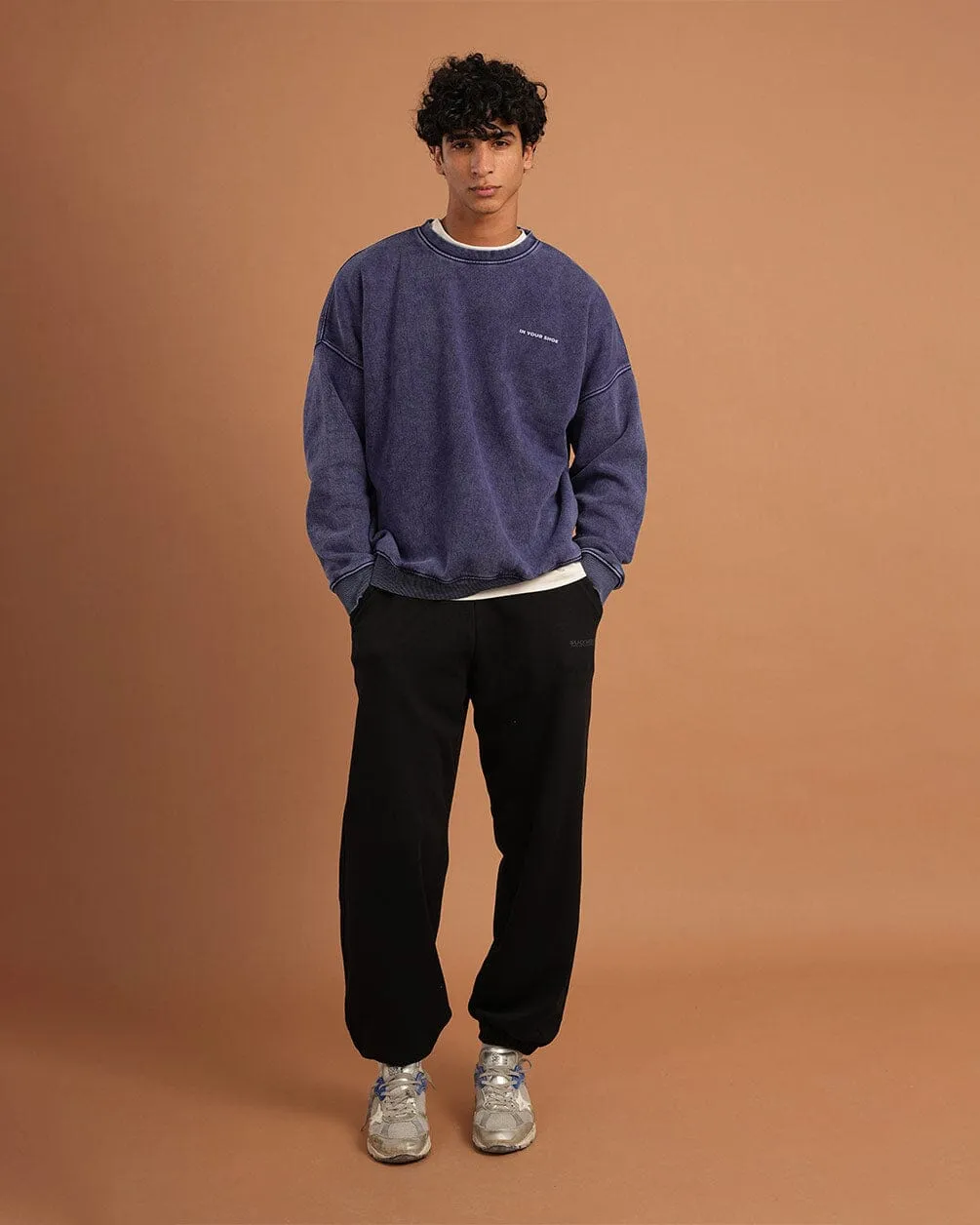 Navy Blue Washed Crewneck