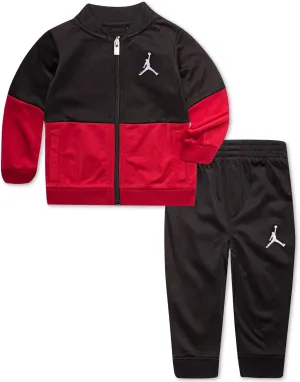 Nike Boy`s Two Piece Tracksuit Jacket & Pants Set (Black(755305-023)/Red, 2T)