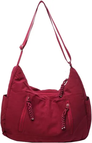 Nylon Crescent Crossbody Bag for Women Man Lightweight Sling Bag Casual Hobo Bag Solid Color Half Moon Sling Bag
