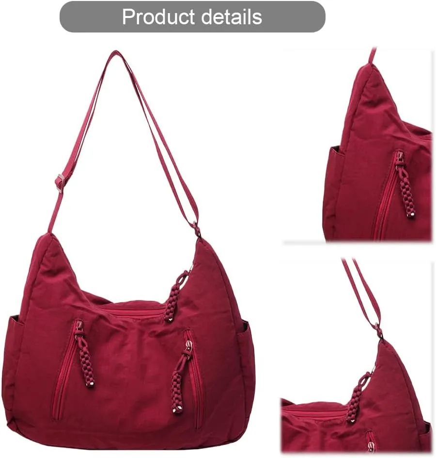 Nylon Crescent Crossbody Bag for Women Man Lightweight Sling Bag Casual Hobo Bag Solid Color Half Moon Sling Bag