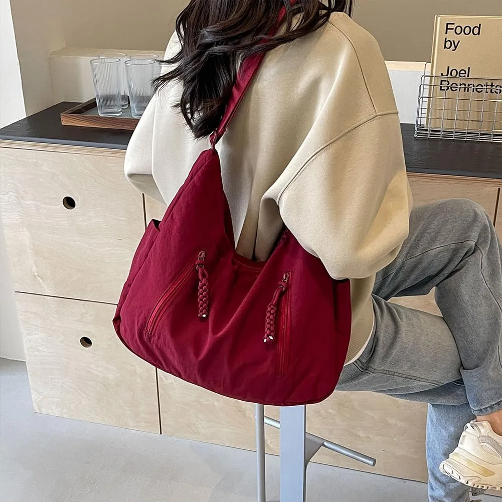 Nylon Crescent Crossbody Bag for Women Man Lightweight Sling Bag Casual Hobo Bag Solid Color Half Moon Sling Bag