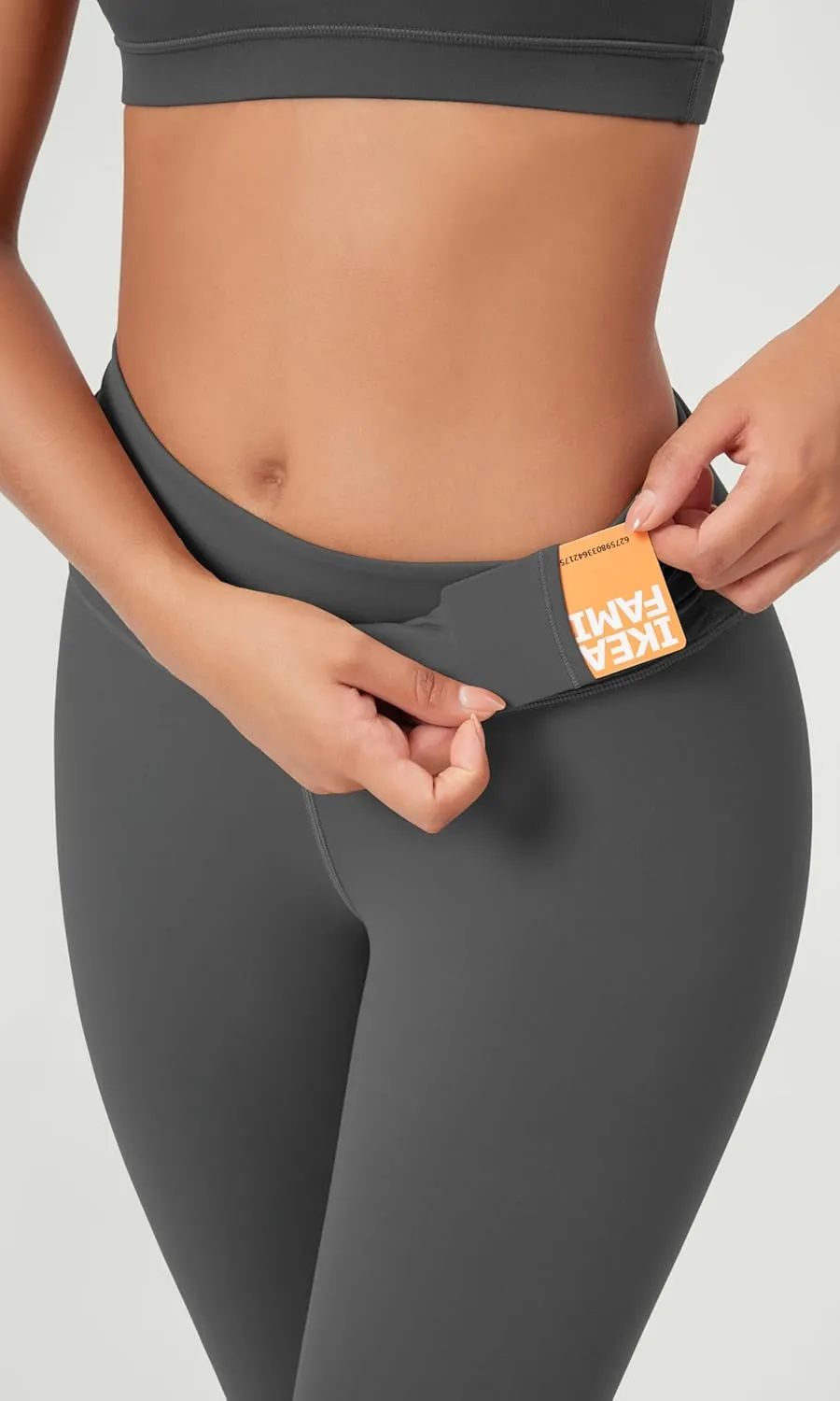 ODODOS Women's Cross Waist Yoga Capris with Inner Pocket, 19" Inseam Gathered Crossover Workout Cropped Yoga Pants