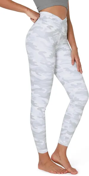 ODODOS Women's Cross Waist Yoga Leggings with Inner Pocket, 23"/25"/28" Gathered Crossover Workout Yoga Pants