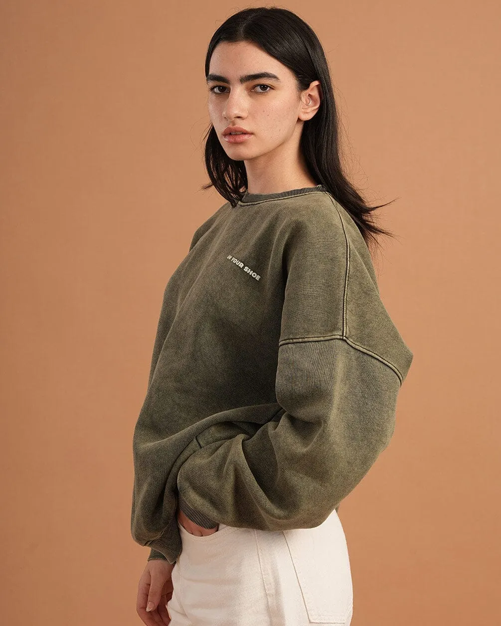 Olive Washed Crewneck