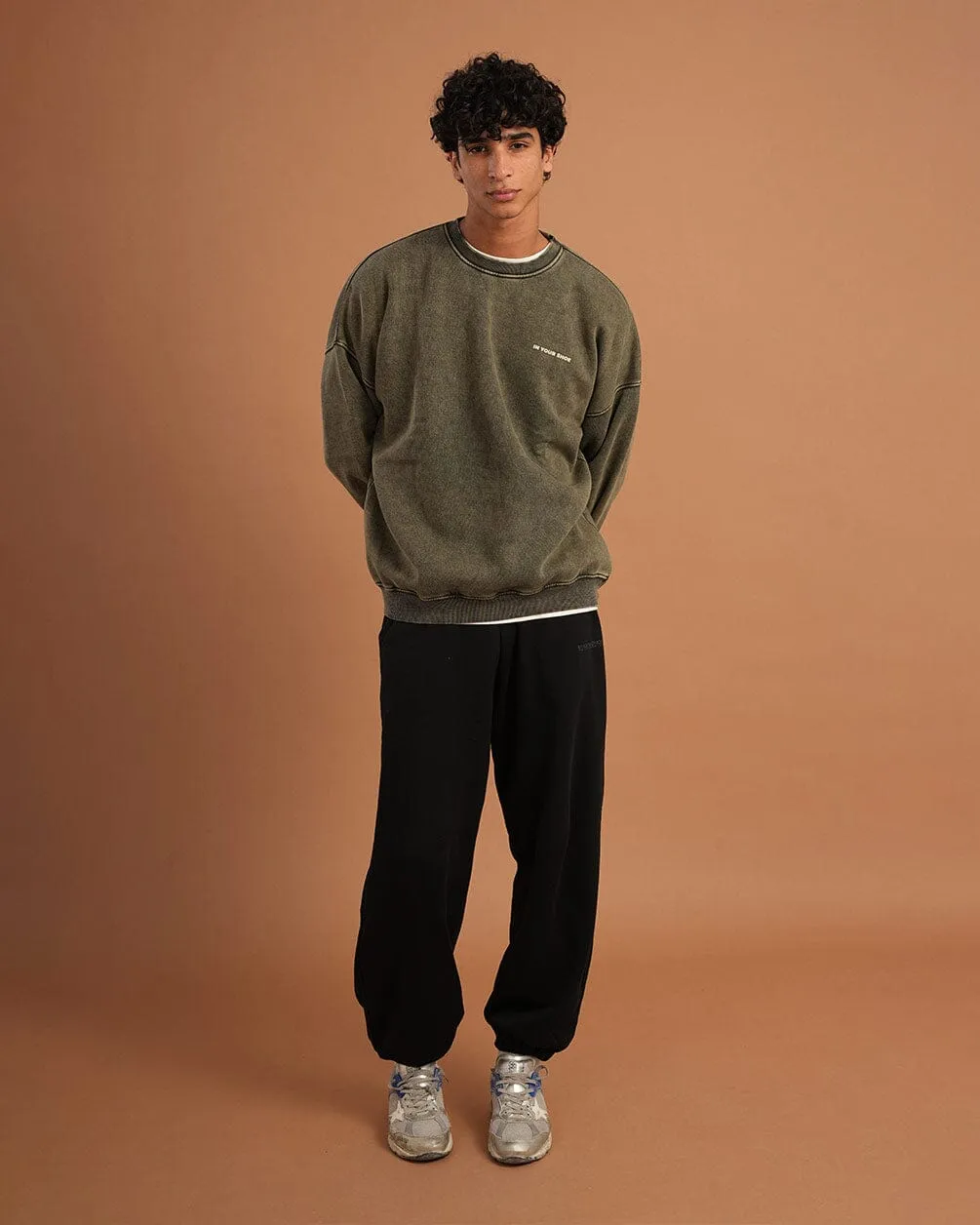 Olive Washed Crewneck