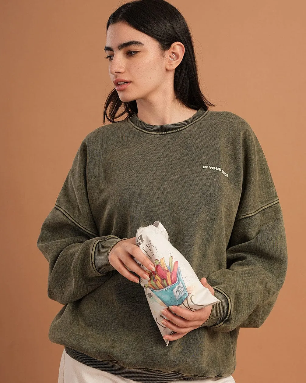 Olive Washed Crewneck
