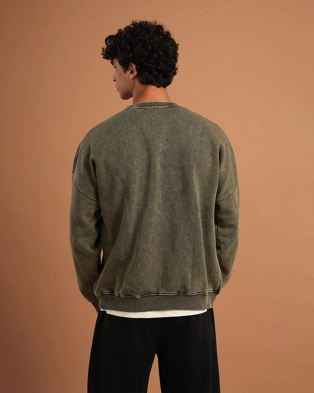 Olive Washed Crewneck